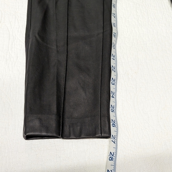 Ovs High Waist Black Faux Leather Ankle Pants with Front Seam 4 - Picture 4 of 12